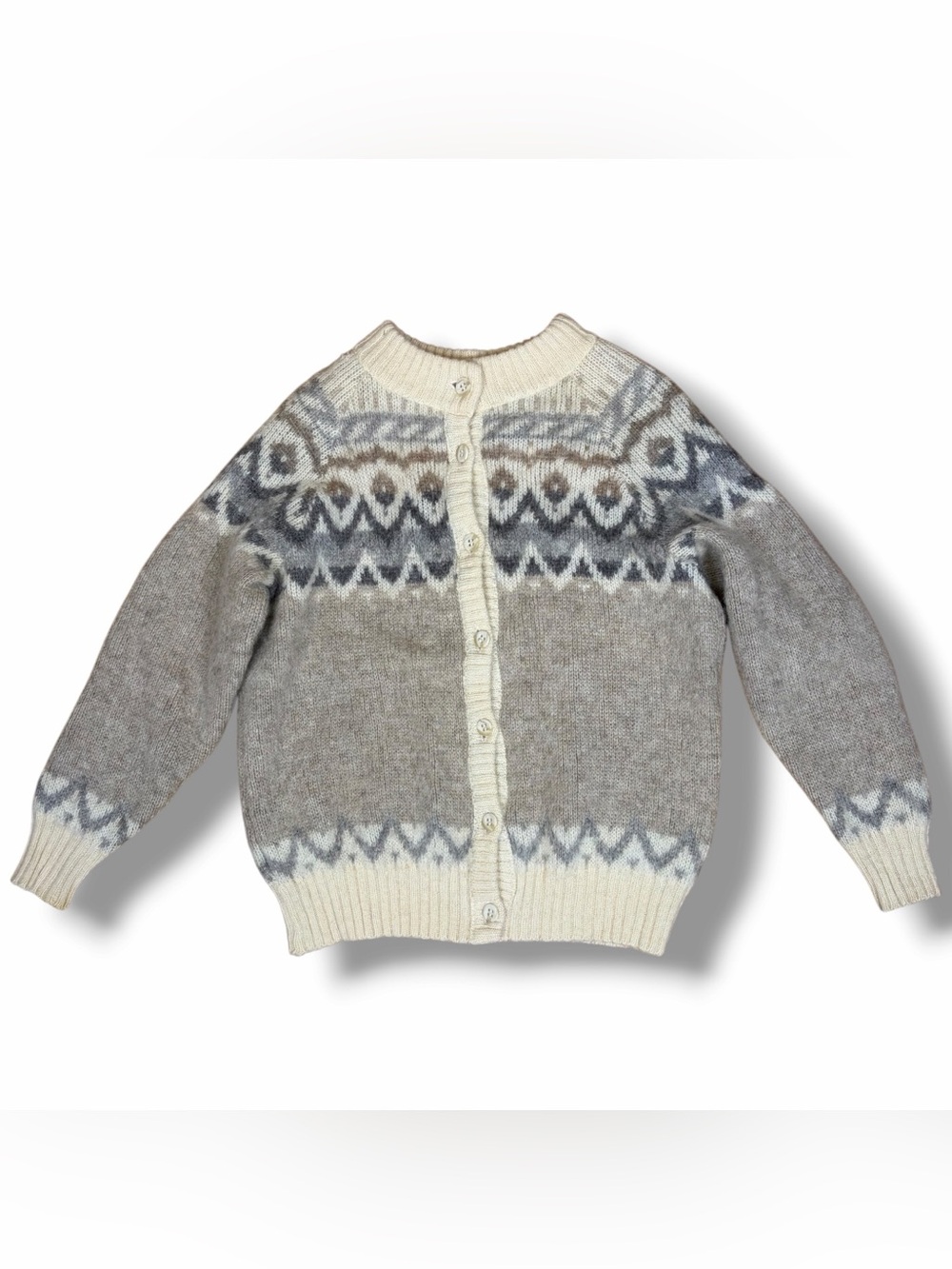 Vintage Hilda Ltd Early Hand Knit Icelandic Wool Cardigan Nordic Sweater Sz M/L